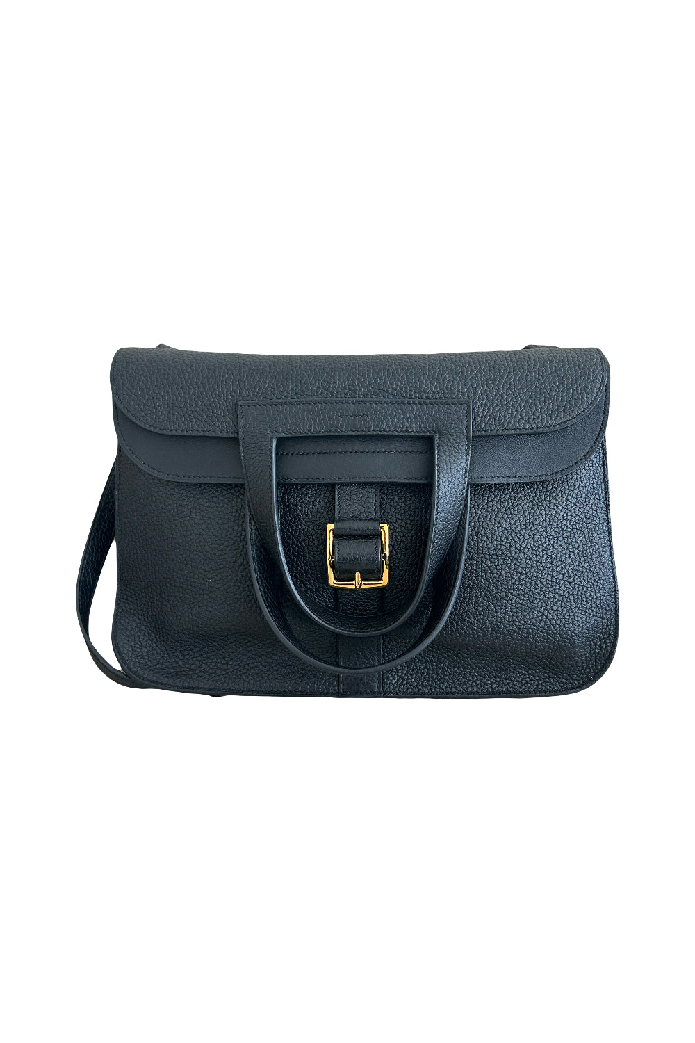 HERMES Alzan 31 Noir Clemence Leather with Gold Hardware