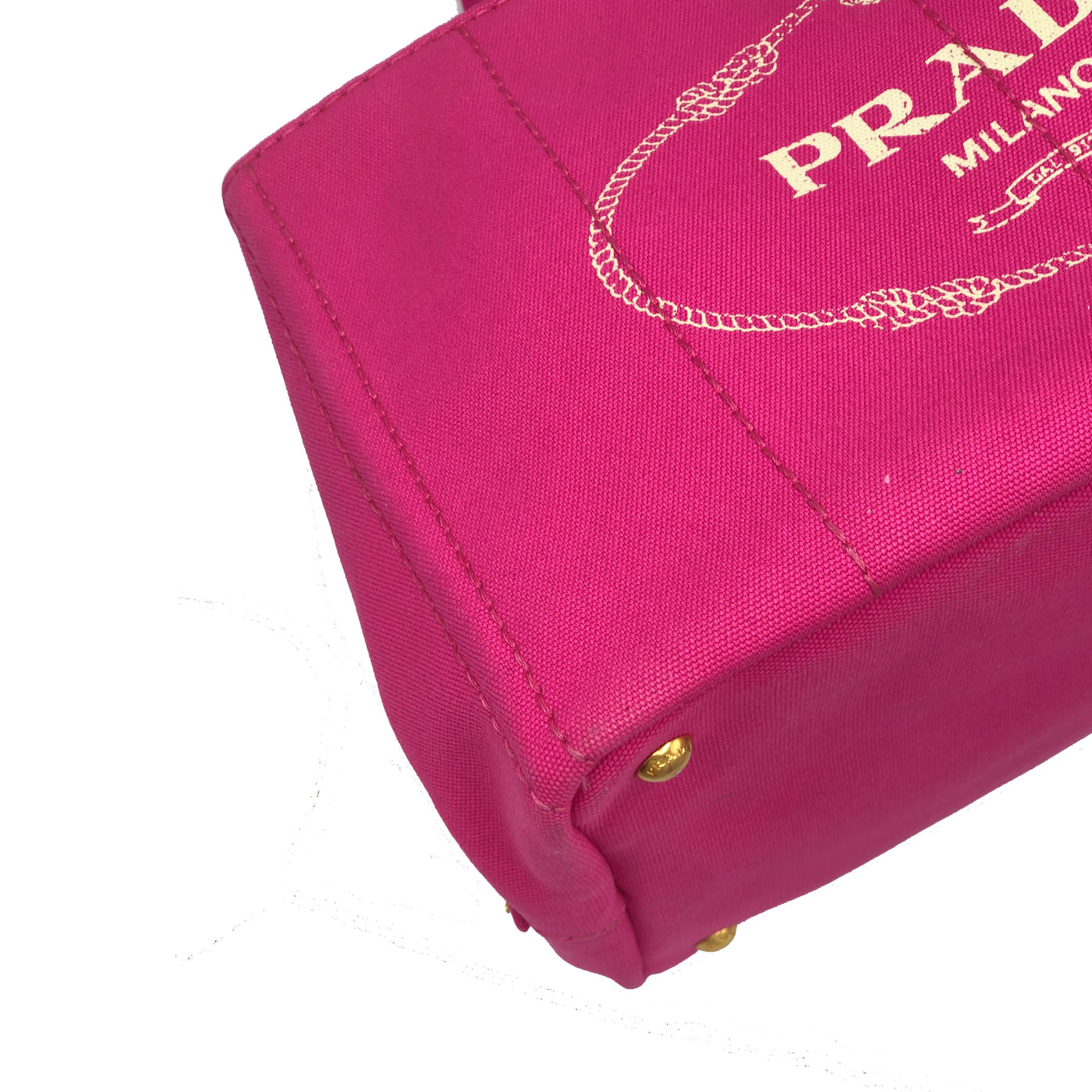 PRADA Pink Canapa Canvas tote Handbag