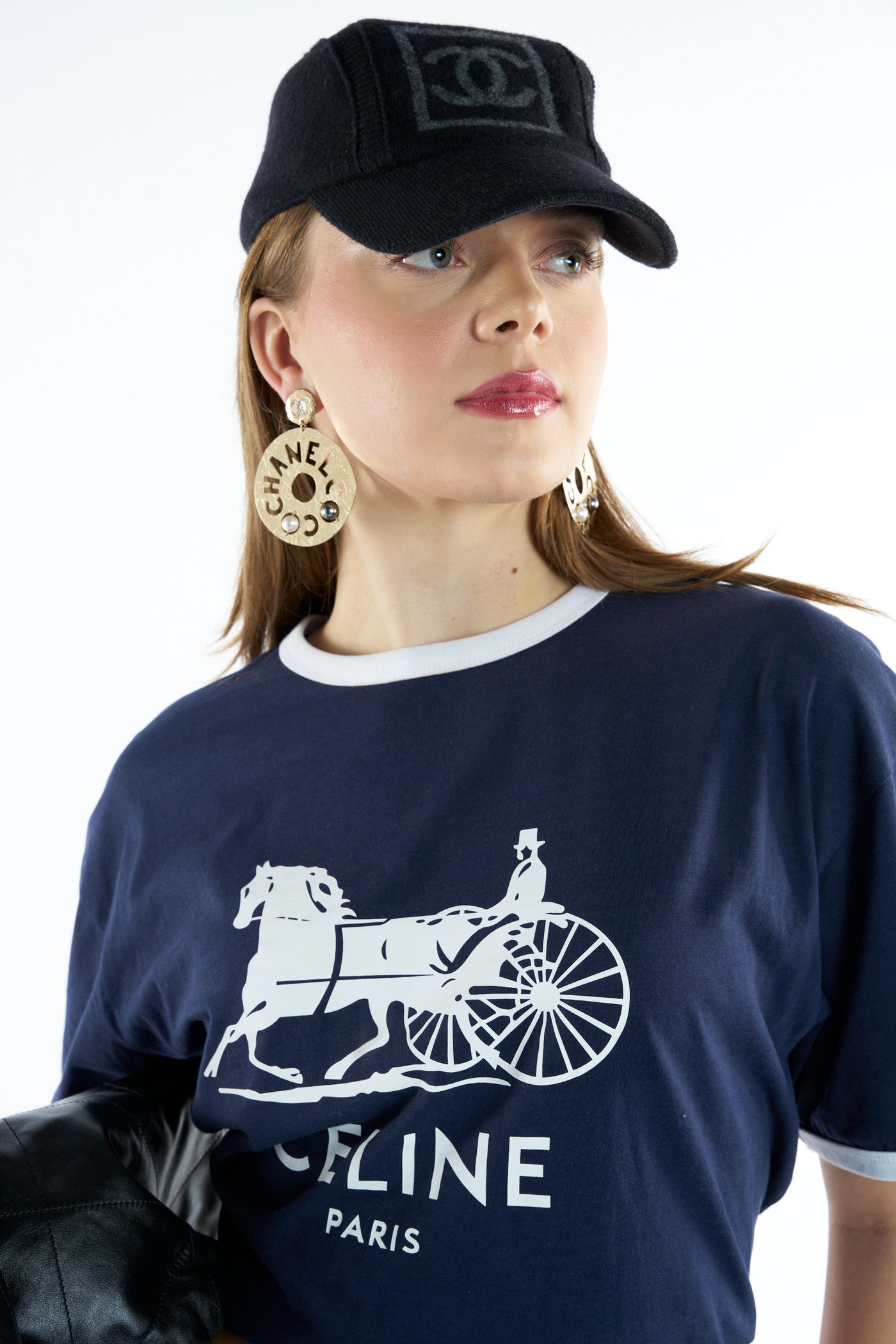 CELINE horse carriage logo blue t-shirt size M