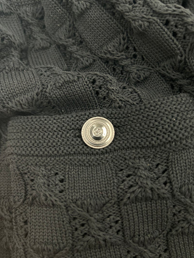 CHANEL black cotton knitted cardigan with CC buttons size small