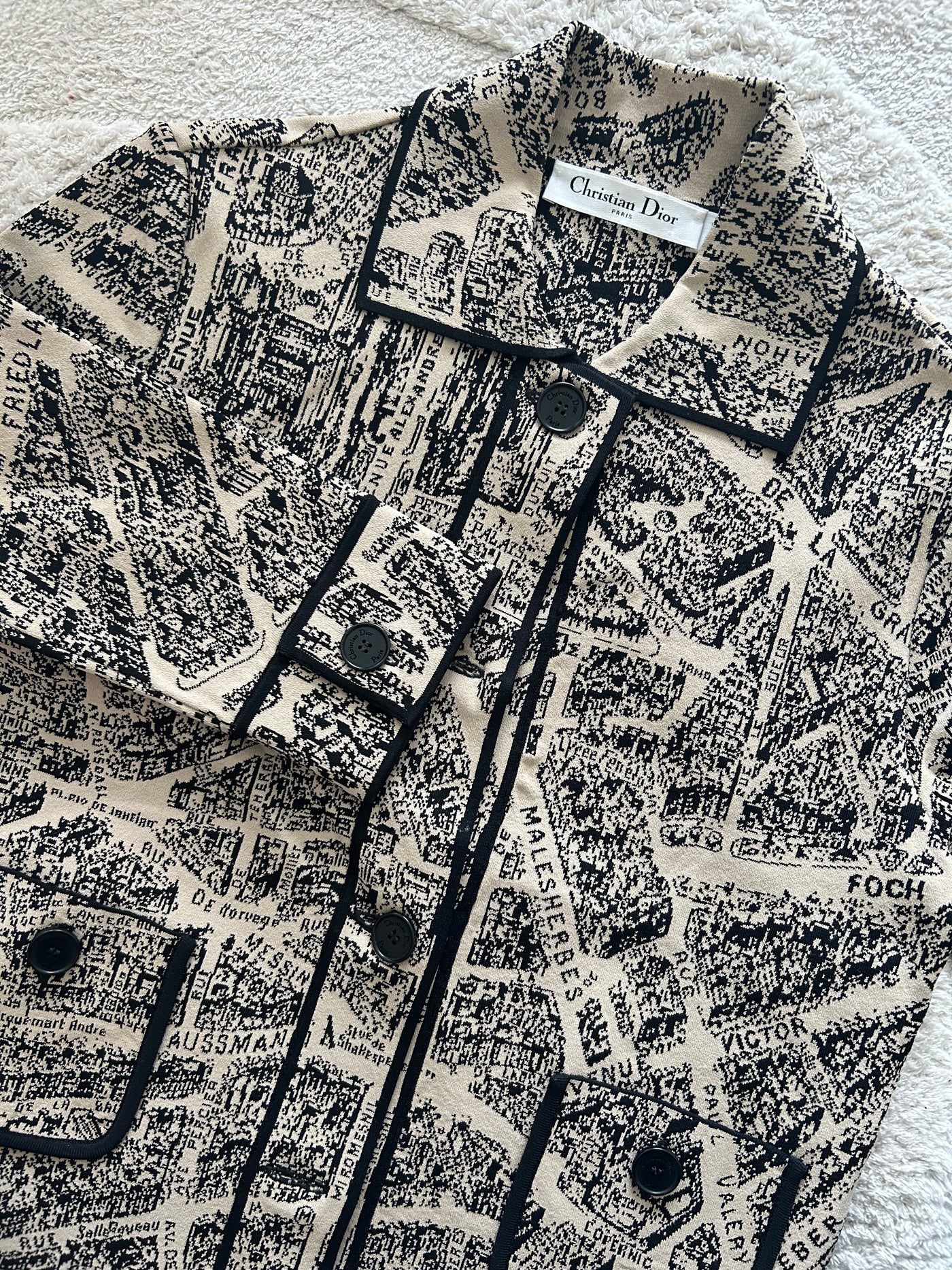 CHRISTIAN DIOR Plan de Paris Cropped Jacket Jacquard Taffeta size 34