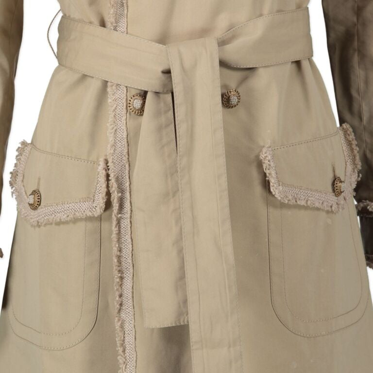 CHANEL beige fringe trench spring summer collection 2010 size 38