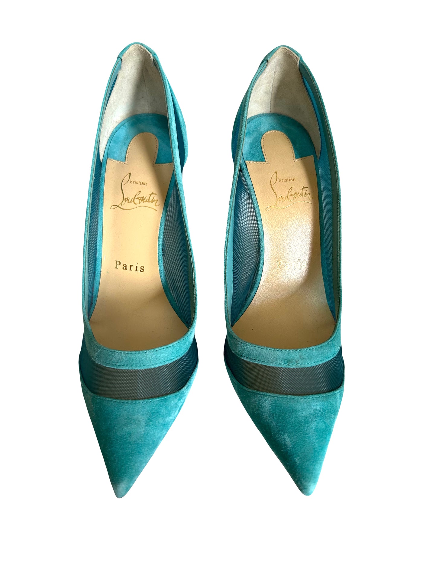 Christian LOUBOUTIN Galativi turquoise suede heels size 38.5