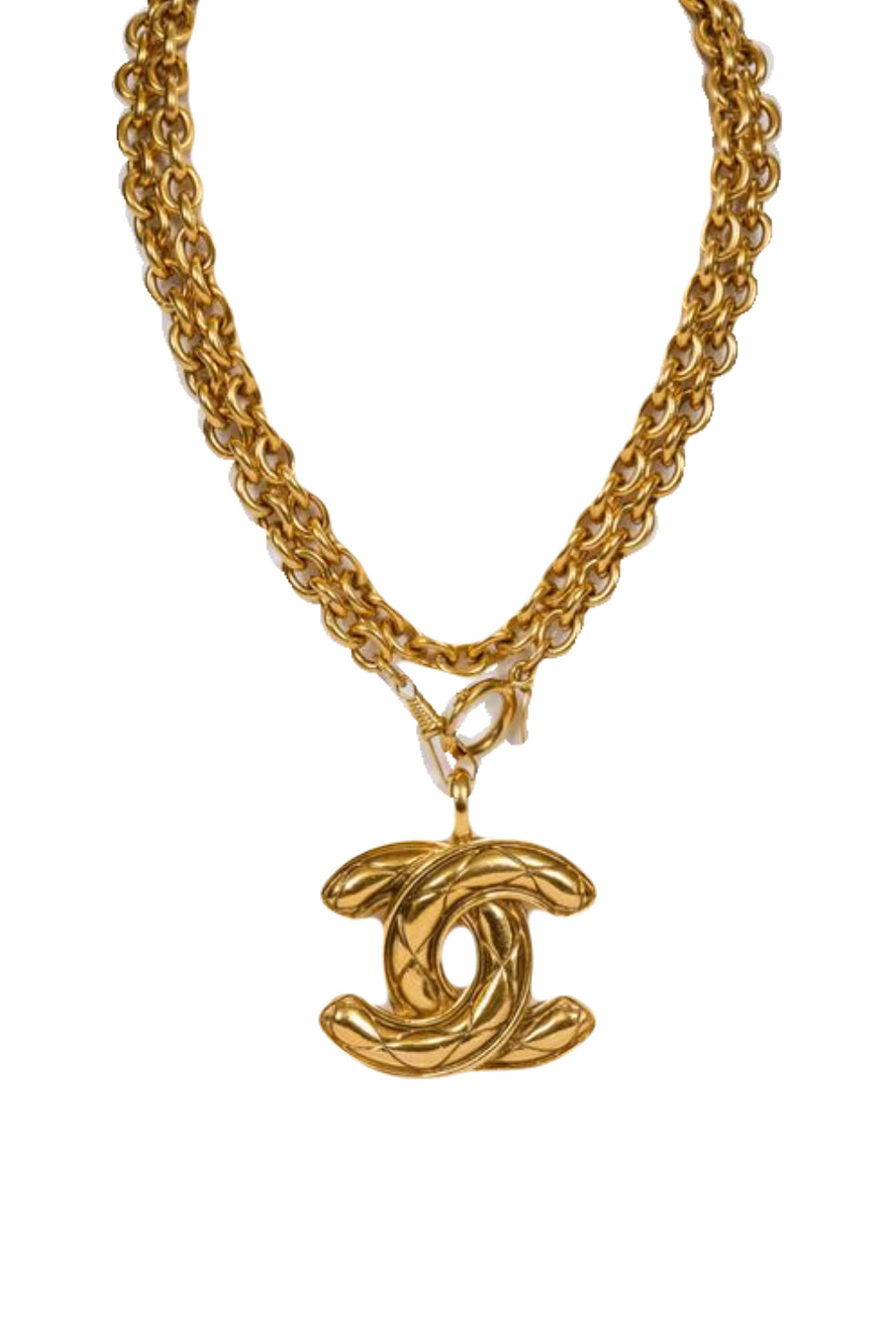 CHANEL XL quilted CC pendant chain vintage 1980's