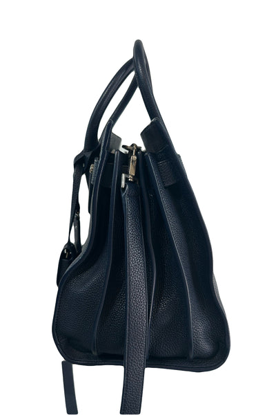 SAINT LAURENT Sac De Jour  medium navy grain supple leather with strap