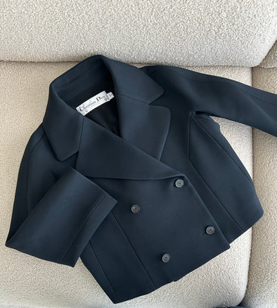 CHRISTIAN DIOR black double breasted cropped jacket