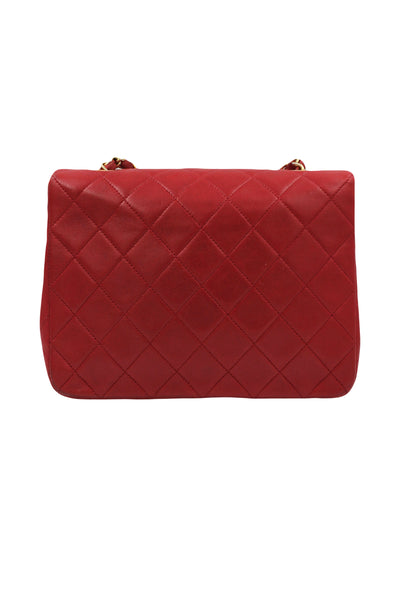 CHANEL vintage red leather handbag with 24ct gold plated hardware