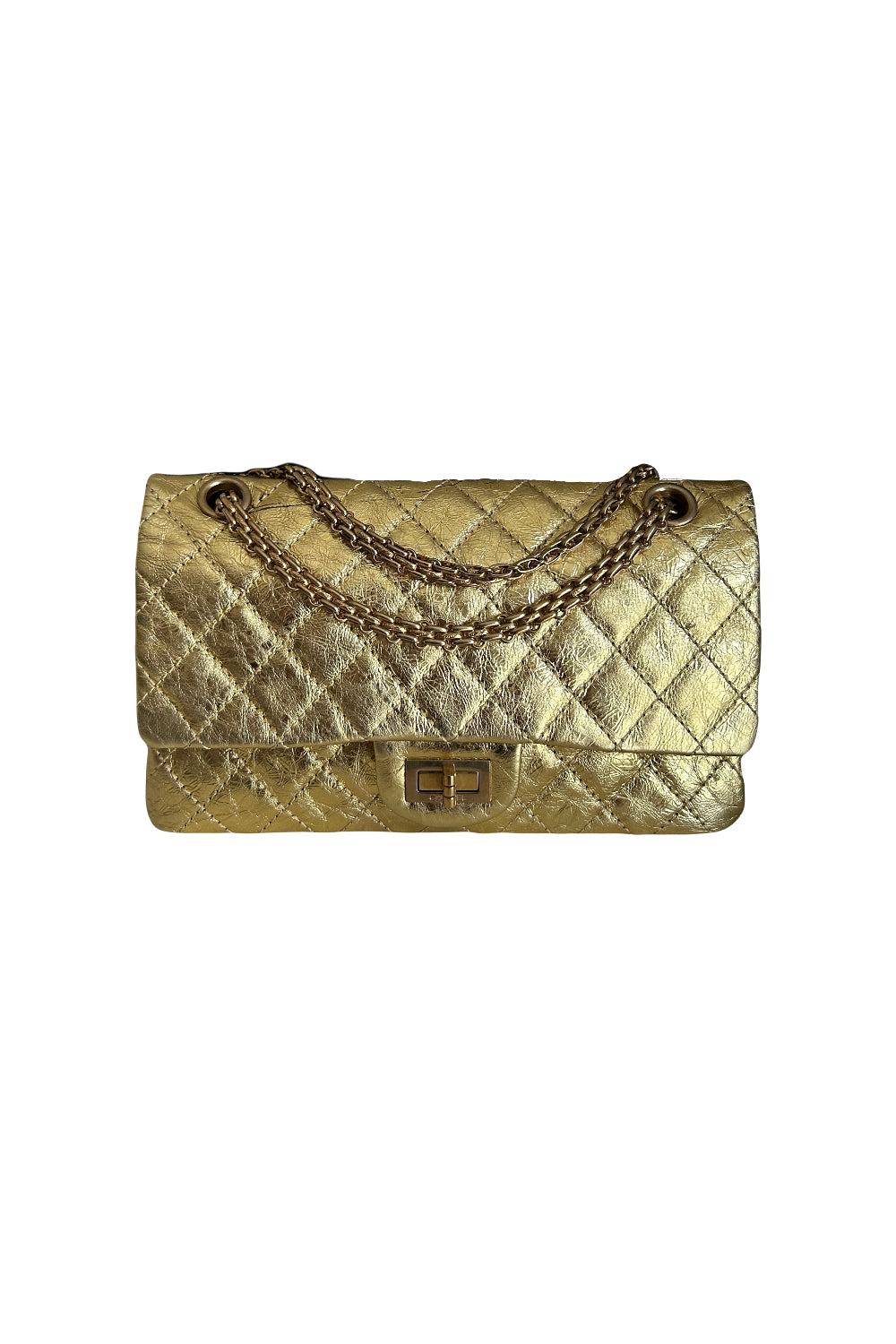 CHANEL gold small reissue handbag full set