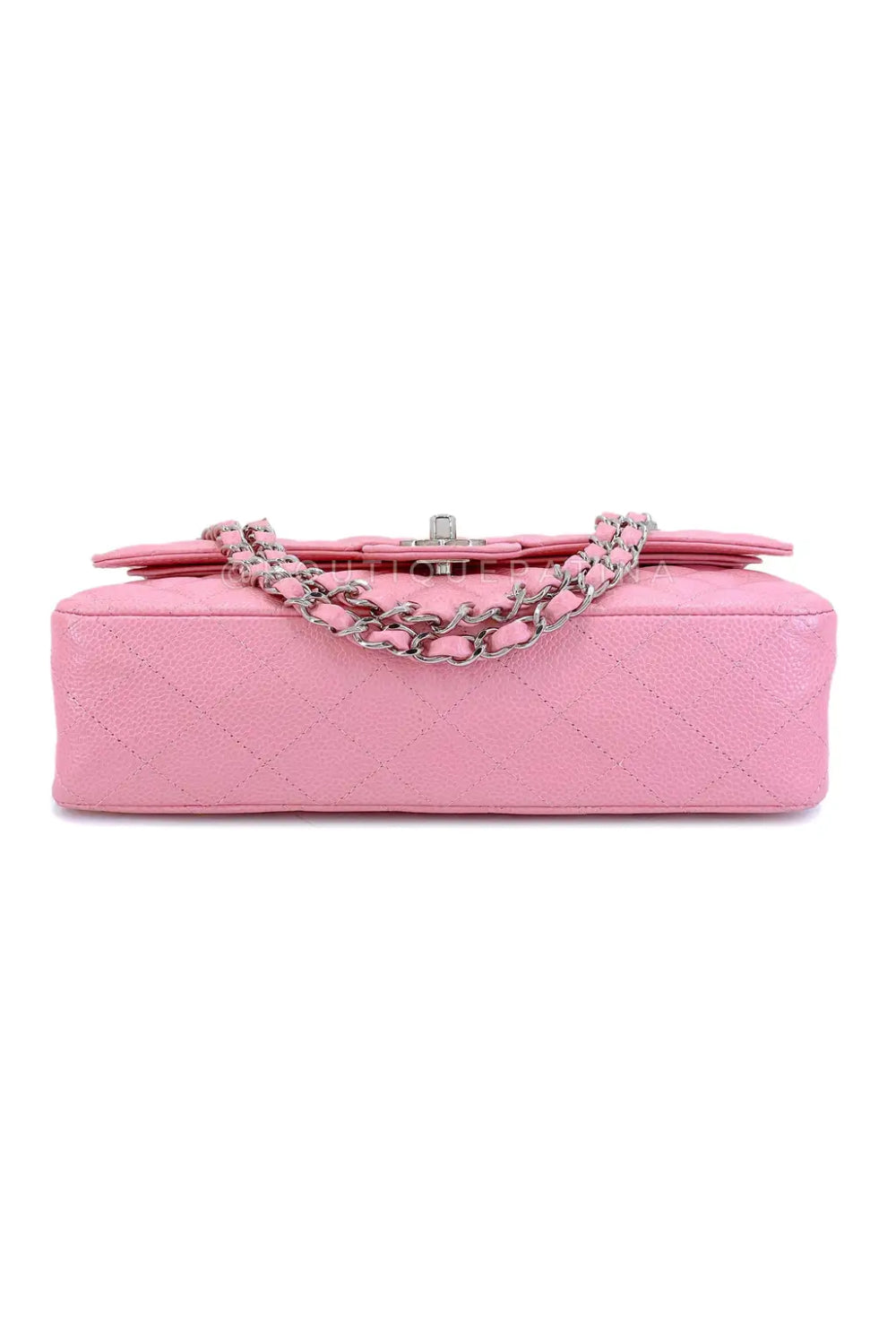 CHANEL classic medium double flap sakura pink caviar with silver hardware