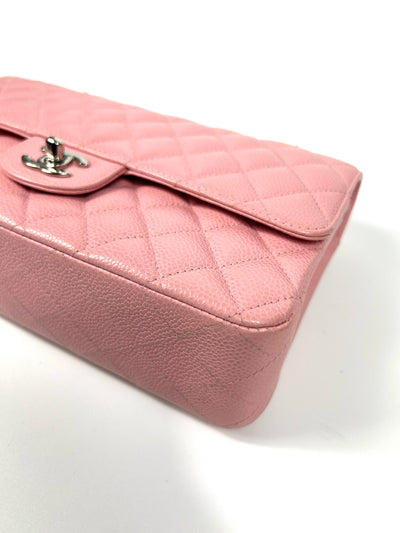 CHANEL Classic Medium Double Flap Sakura Pink Caviar with Silver Hardware