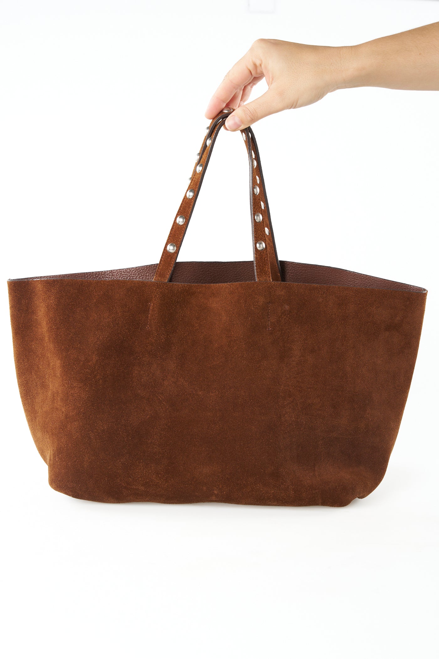 CELINE reversible suede leather tote handbag with pouch