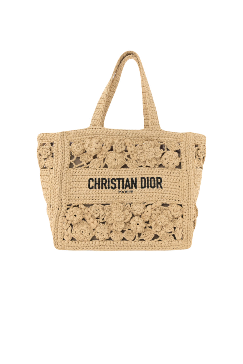 CHRISTIAN DIOR hand crocheted millefiori small book tote handbag with oblique insert