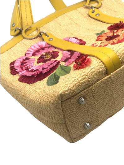 CHRISTIAN DIOR Limited Edition floral raffia tote handbag by John Galliano
