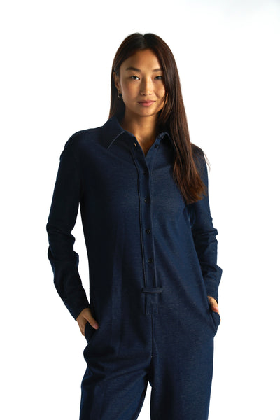 MAX MARA blue cotton blend jumpsuit oversized