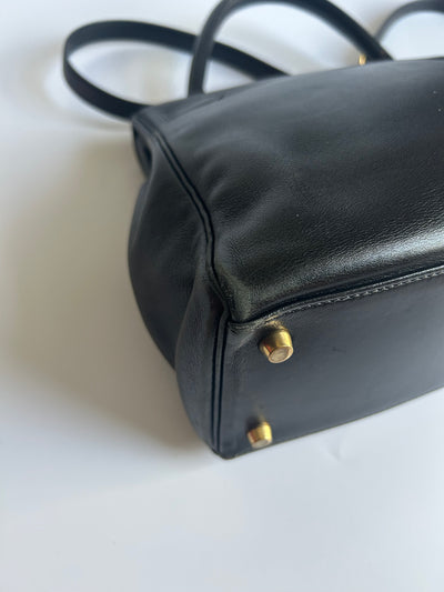 HERMES Kelly 28 vintage 1996 black swift leather with gold hardware