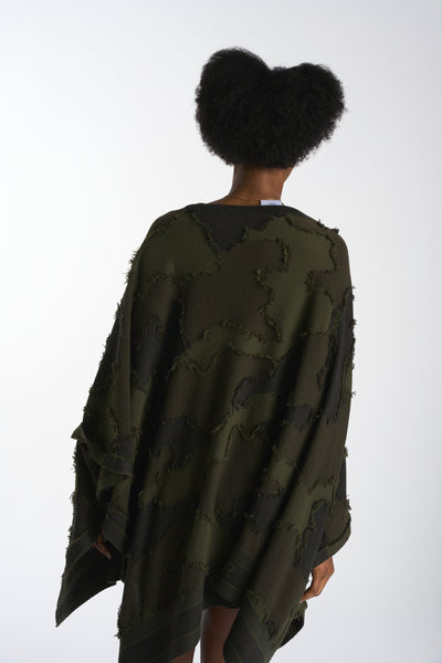 CHRISTIAN DIOR camouflage cashmere poncho