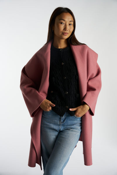 BOTTEGA VENETA pink cashmere wrap coat