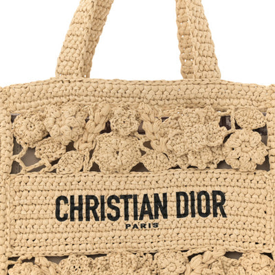 CHRISTIAN DIOR hand crocheted millefiori small book tote handbag with oblique insert