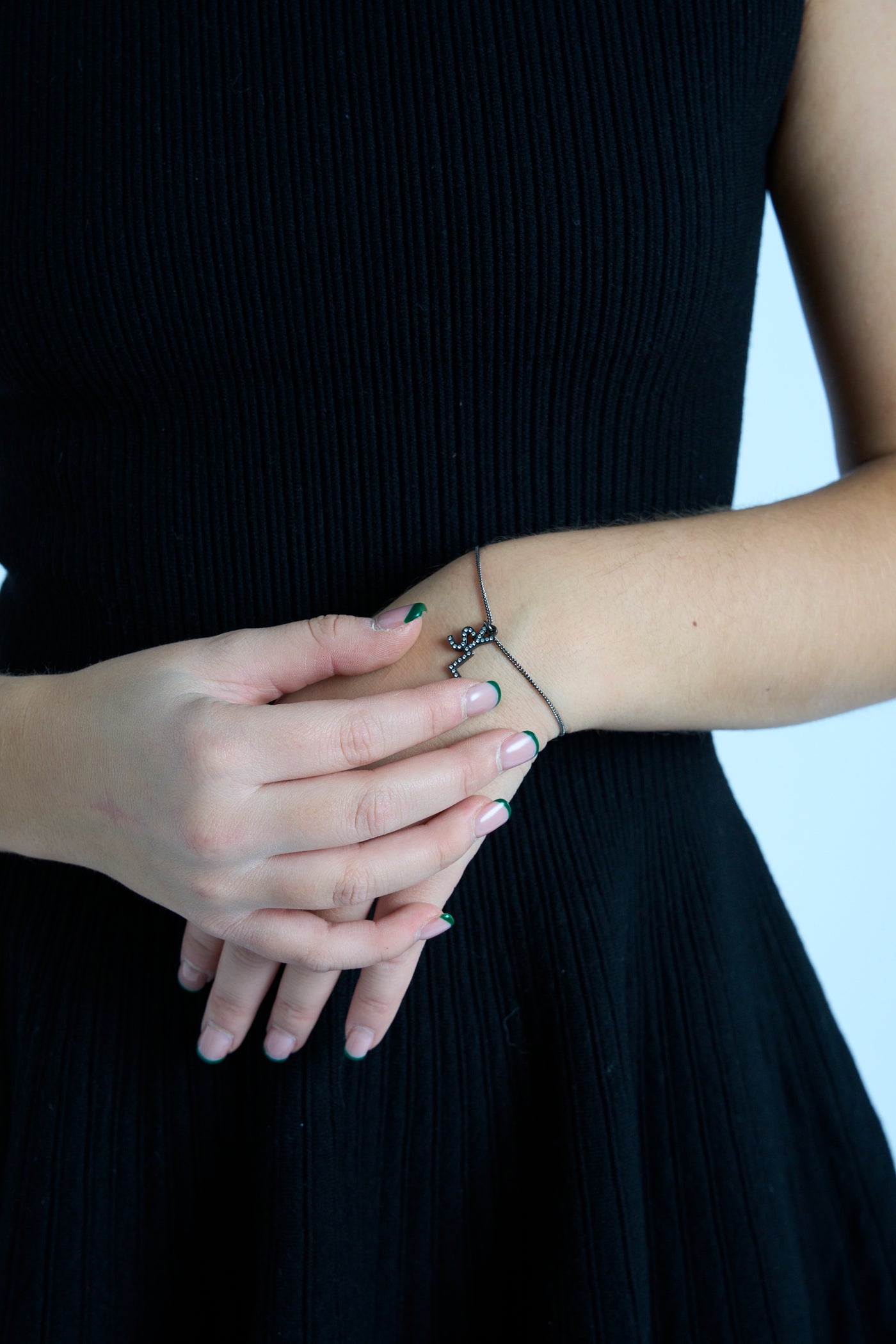 SAINT LAURENT "ysl" crystals black chain bracelet