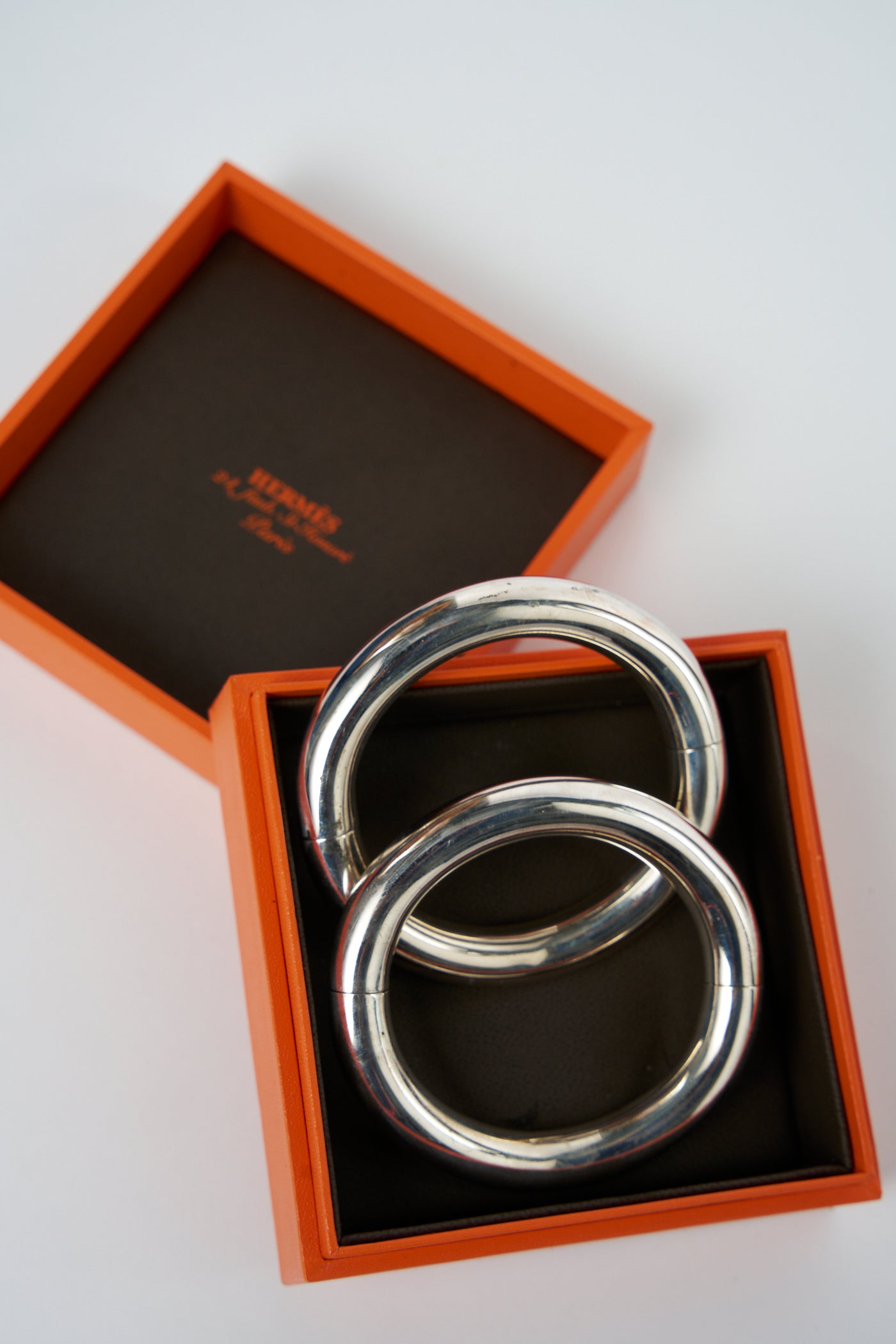 HERMES Silver bangle set of two with box