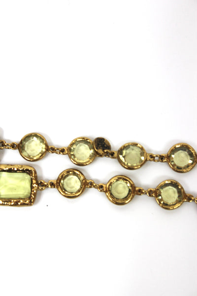CHANEL Collector Rare Vintage Chiclet Citrine Gripoix Glass Sautoir Necklace 1981