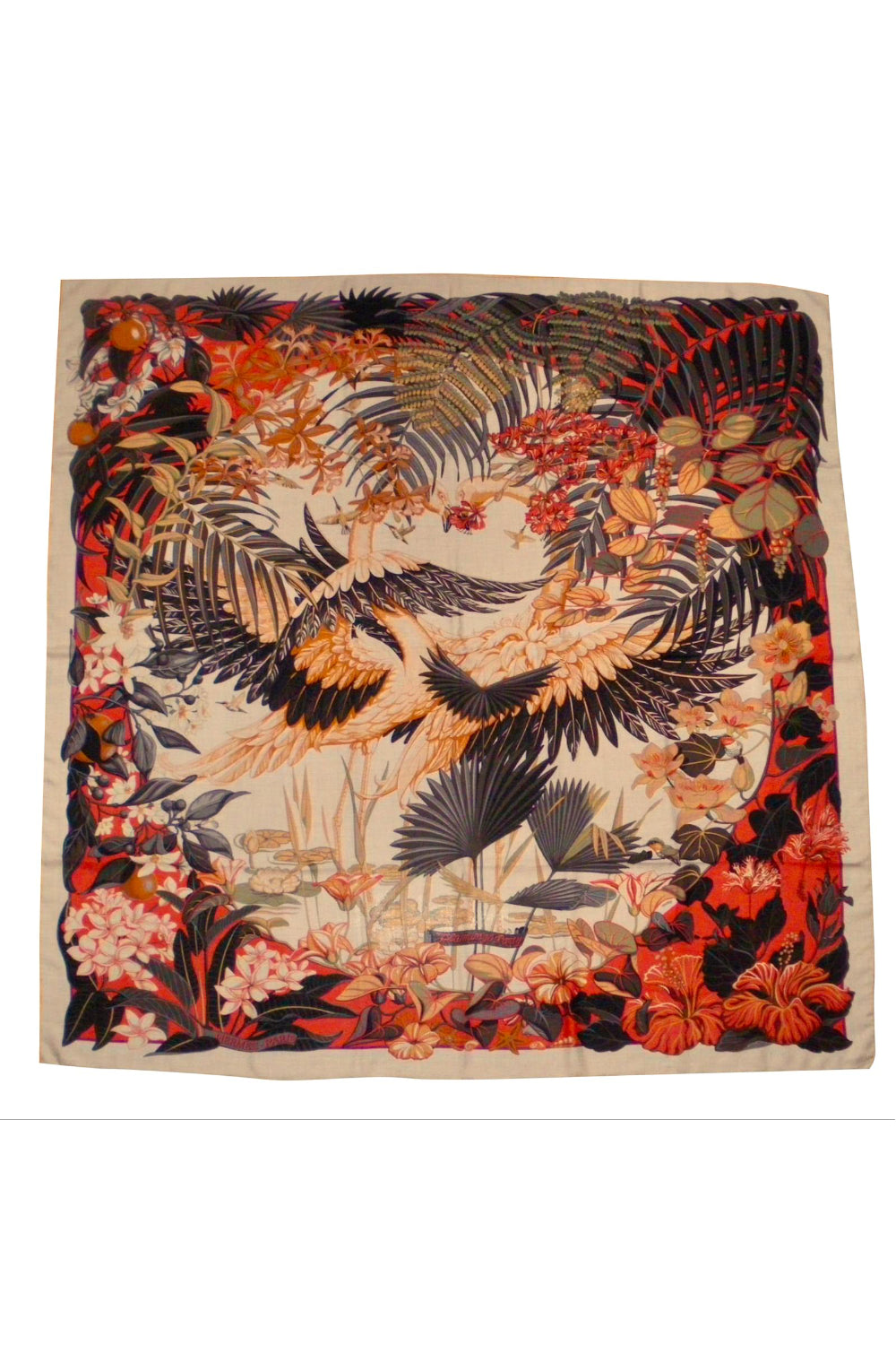 HERMES "Flamingo party" cashmere silk shawl