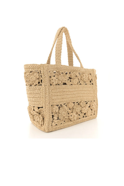 CHRISTIAN DIOR hand crocheted millefiori small book tote handbag with oblique insert