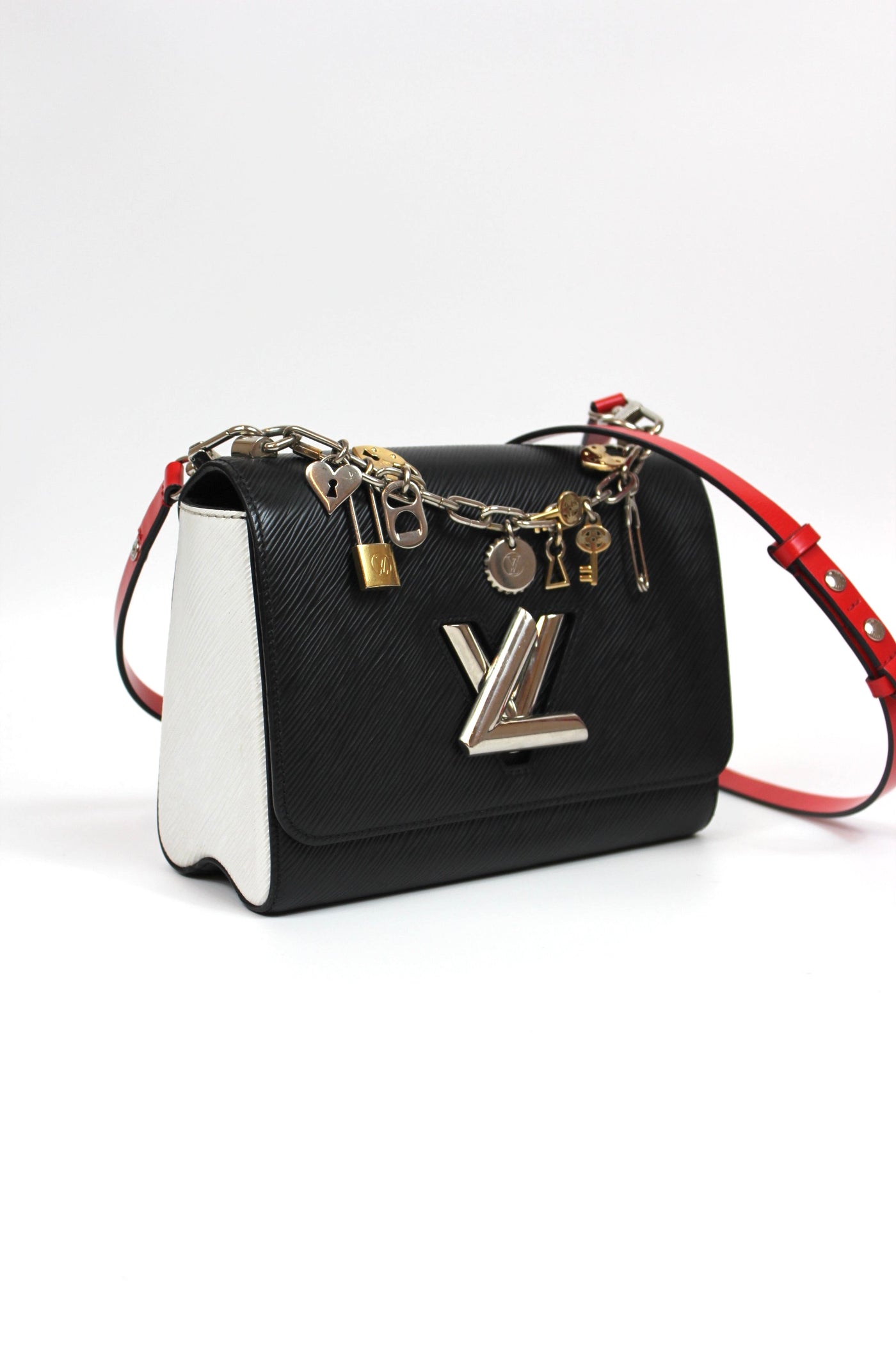 LOUIS VUITTON Twist MM Love Lock Charm Limited Edition Epi leather Black White Red - Full set ( Box, dust bag, receipt)