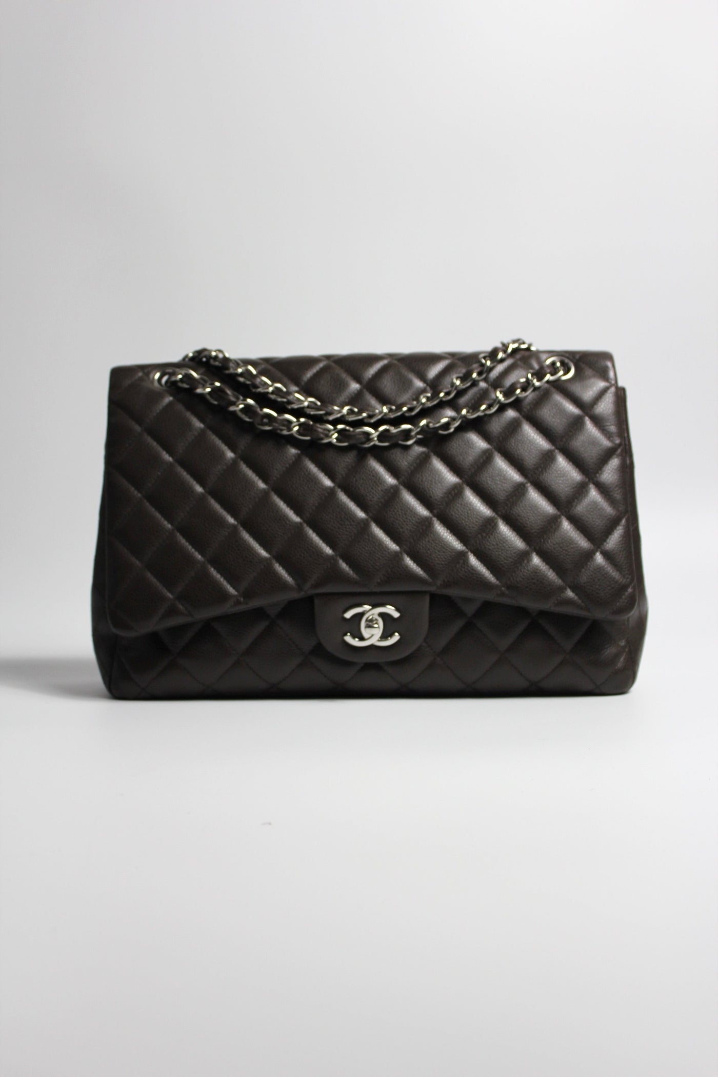 CHANEL Maxi Espresso Brown Caviar Leather with Silver Hardware current RRP €11700