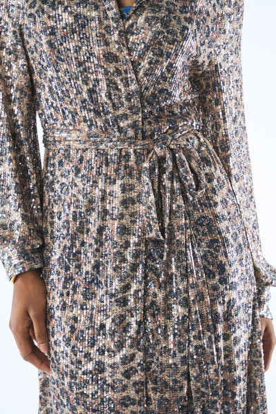 BAGLEY MISCHKA sequin animal print belted cover up