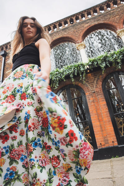 EMILIA WICKSTEAD basketwave floral maxi skirt