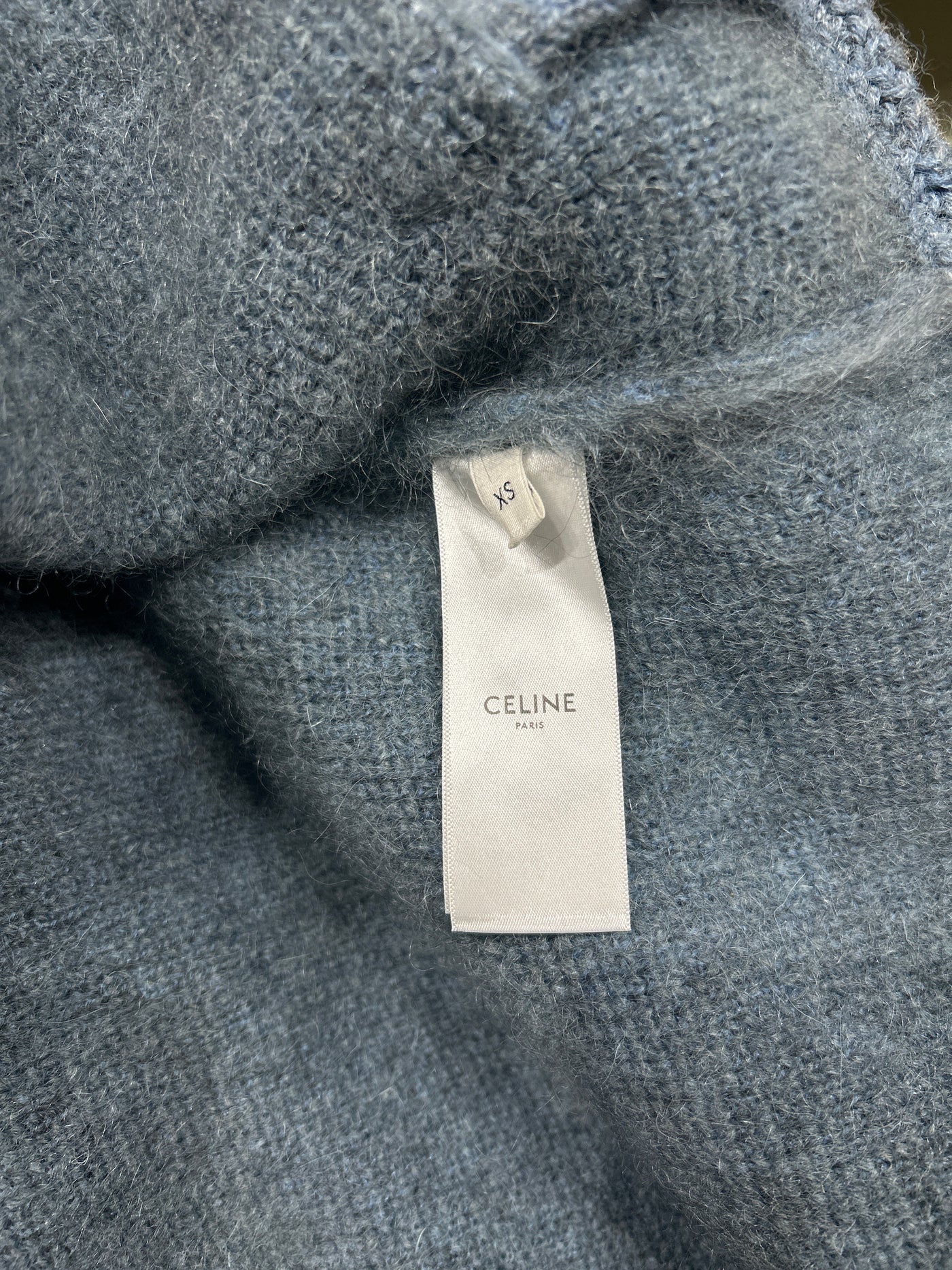 CELINE blue brushed mohair cardi jacket size XS