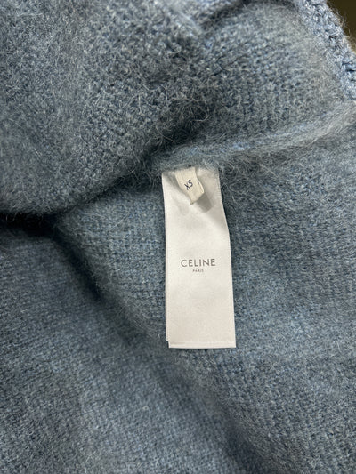 CELINE blue brushed mohair cardi jacket size XS