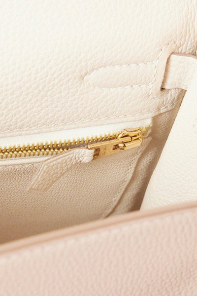 HERMES Kelly 28 Retourne Craie Clemence Leather Gold Hardware Never Worn - FULL SET