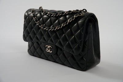 CHANEL Jumbo double flap lambskin with silver hardware full set RRP: £9540