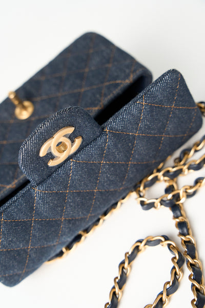 CHANEL mini denim ghw handbag brand new full set