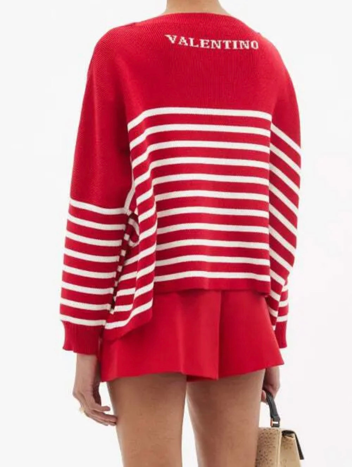 VALENTINO Striped jumper is Red Ivory with logo at the back size M RRP $1900