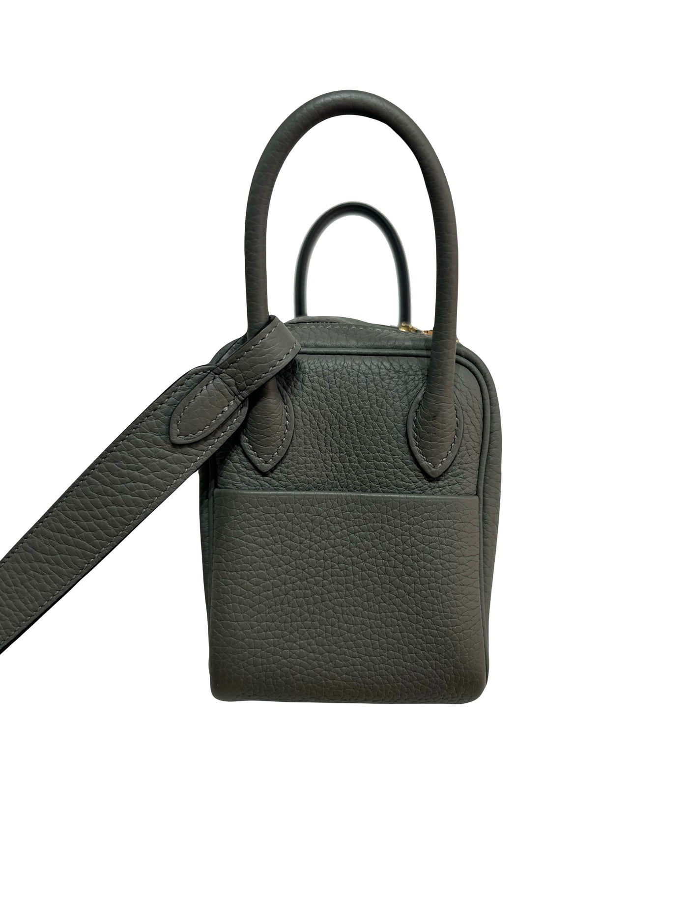 HERMES Lindy Mini || Gris Meyer Clemence leather with Gold Hardware