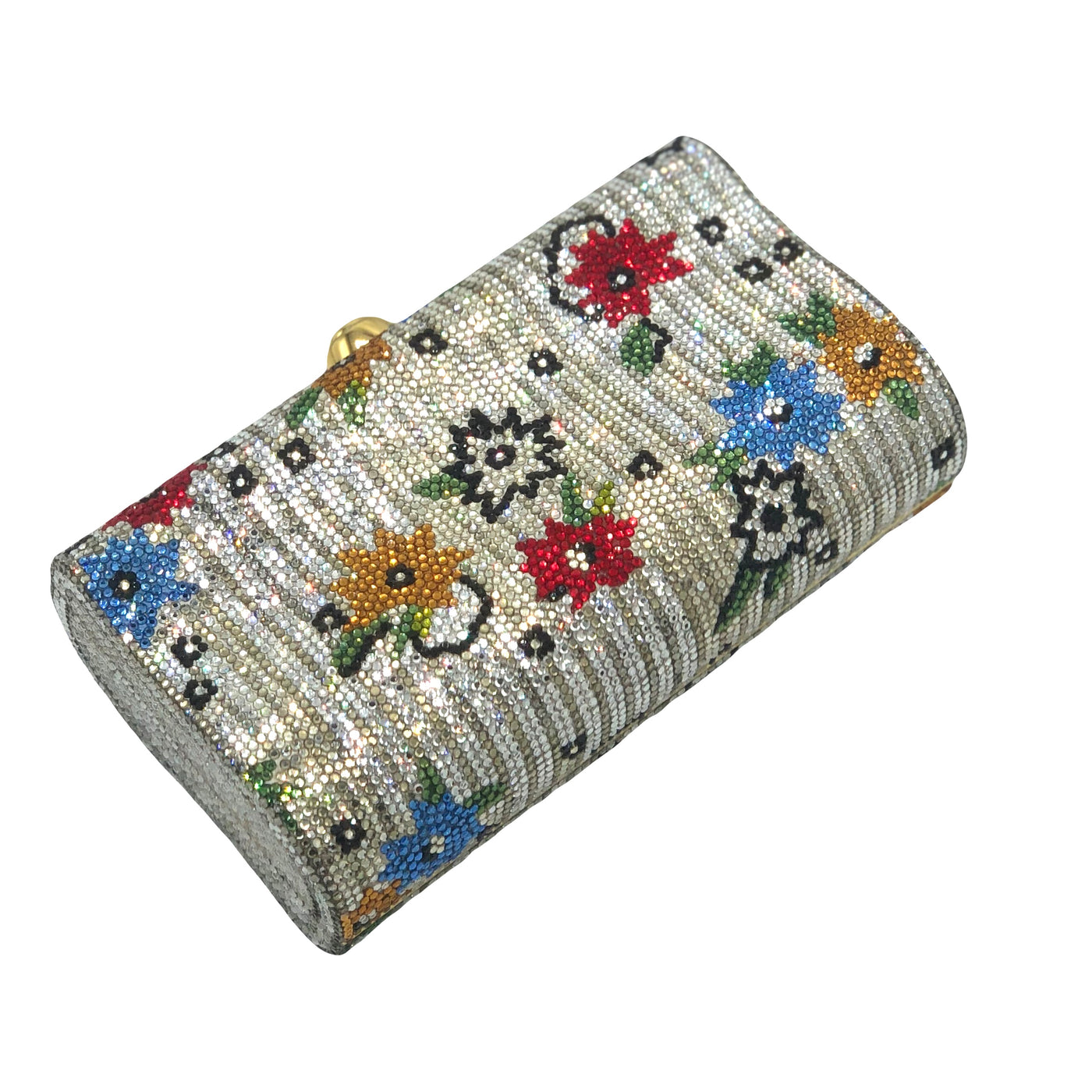 JUDITH LEIBER Floral Swaroski Minaudiere Clutch Bag RRP: £2500