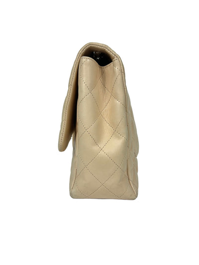 CHANEL Jumbo Single Flap Beige Clair Lambskin Leather Silver Hardware with box