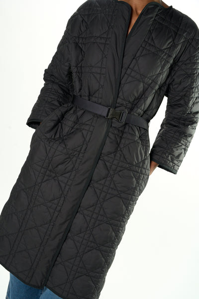 CHRISTIAN DIOR Macrocannage matelasse long jacket with belt size 38 oversized fit