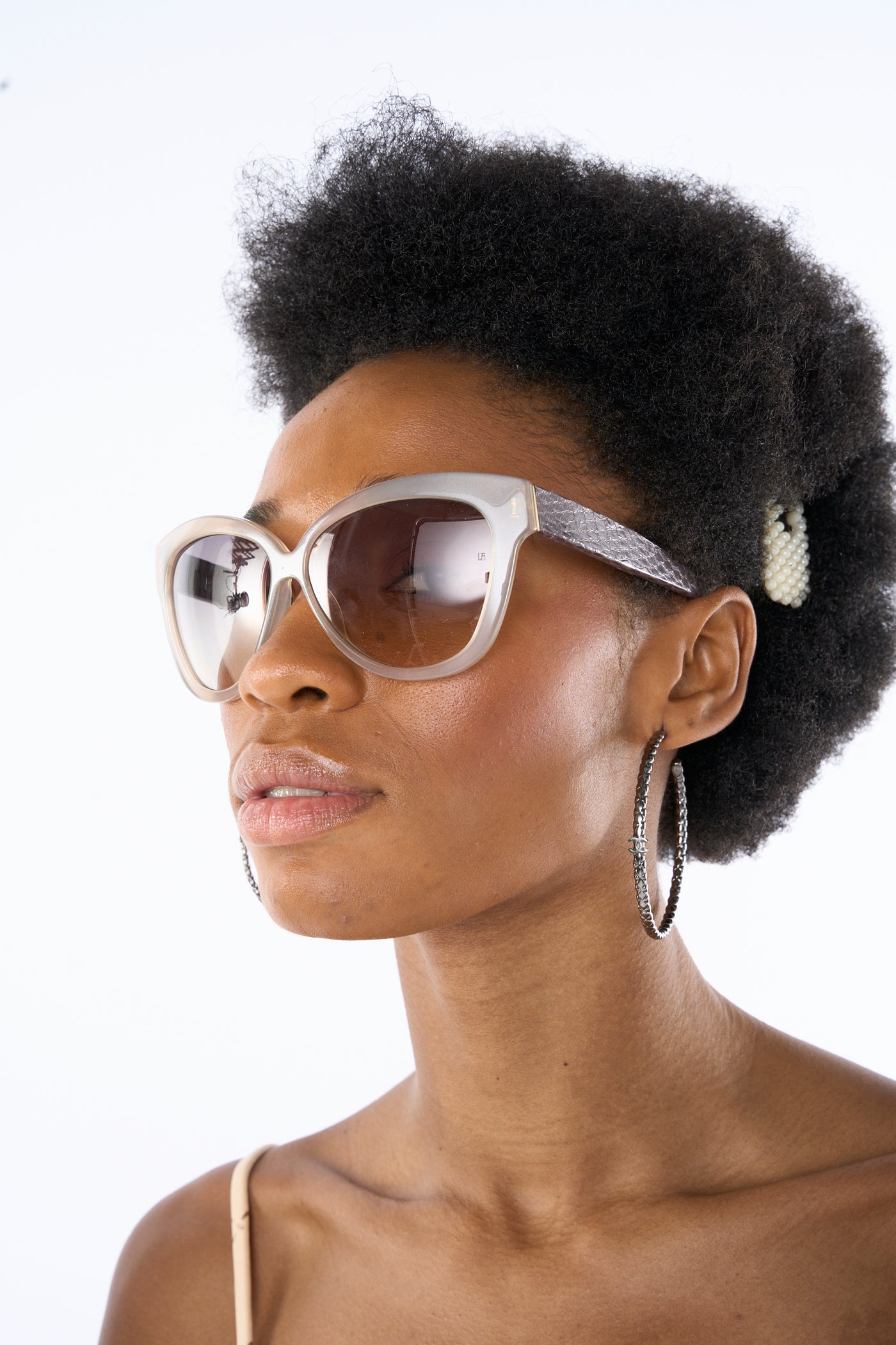 LINDA FARROW cat eye snakeskin sunglasses