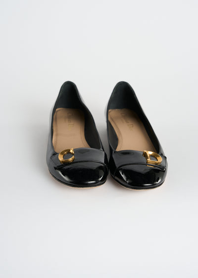 CHRISTIAN DIOR "CD" patent ballet flats