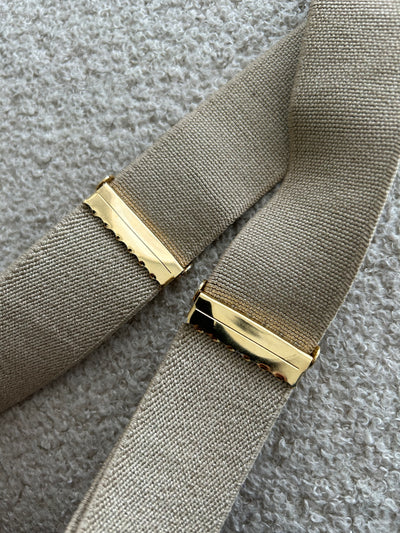 CHANEL VINTAGE SS 1994 Runway beige leather and fabric suspender