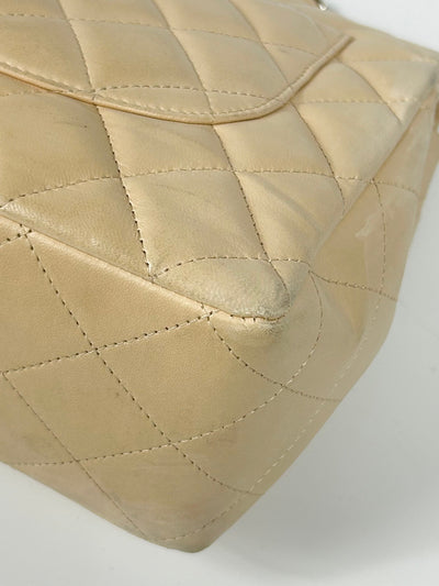 CHANEL Jumbo Single Flap Beige Clair Lambskin Leather Silver Hardware with box