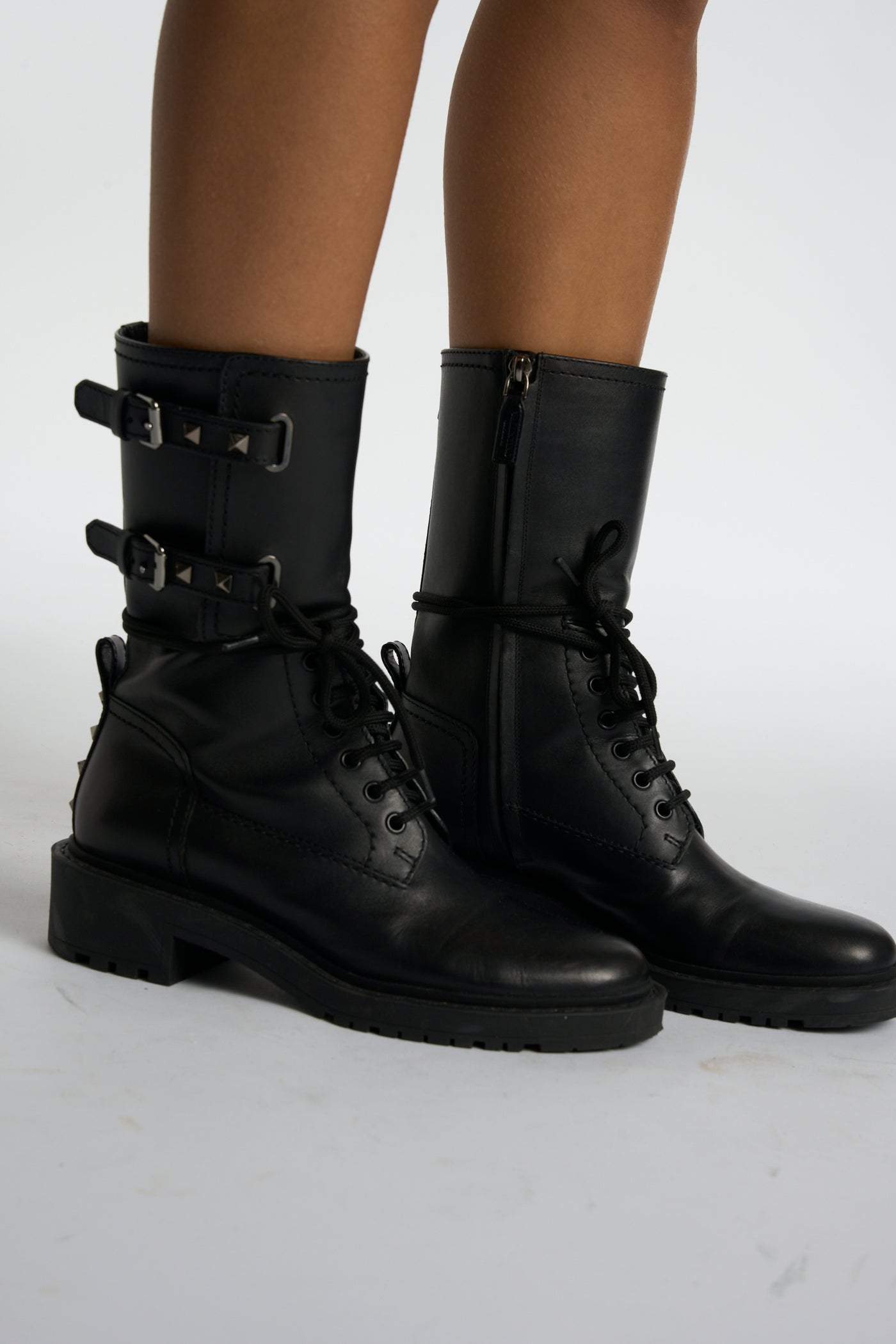 VALENTINO rockstud combat boots size 39