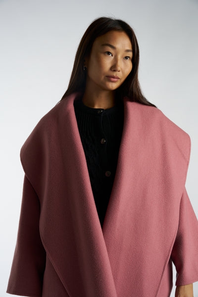 BOTTEGA VENETA pink cashmere wrap coat