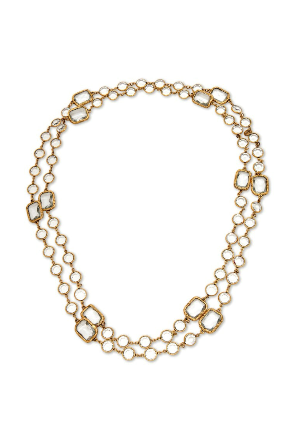 CHANEL Collector Rare Vintage Chiclet Clear Gripoix Glass Sautoir Necklace 1981