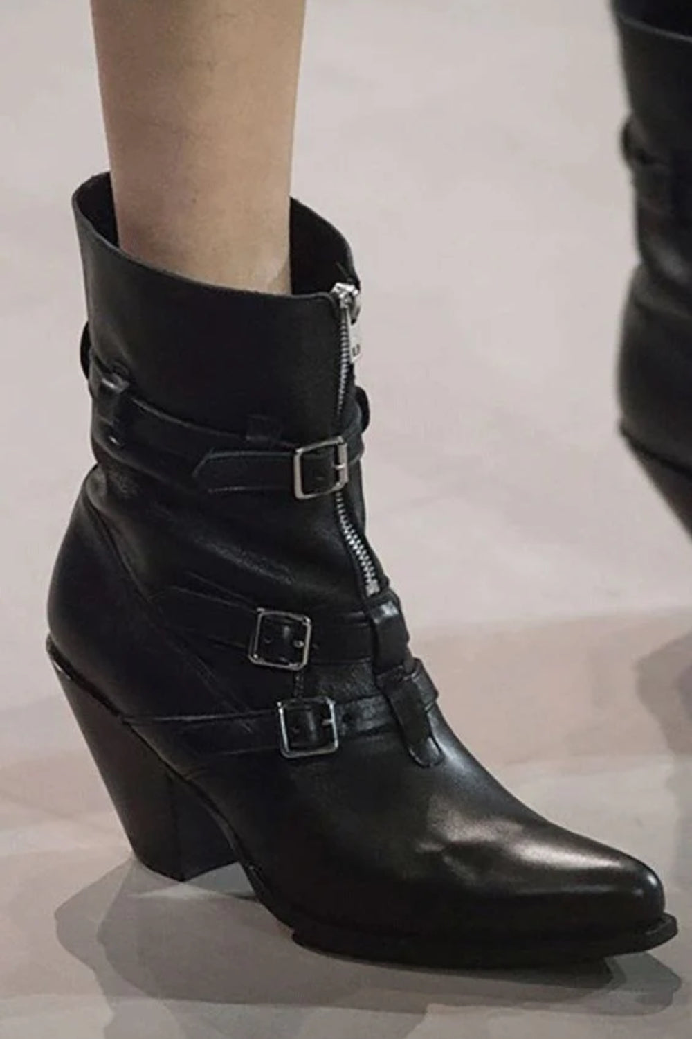CELINE by Hedi Slimane "Berlin" western leather silver buckle boots size 39