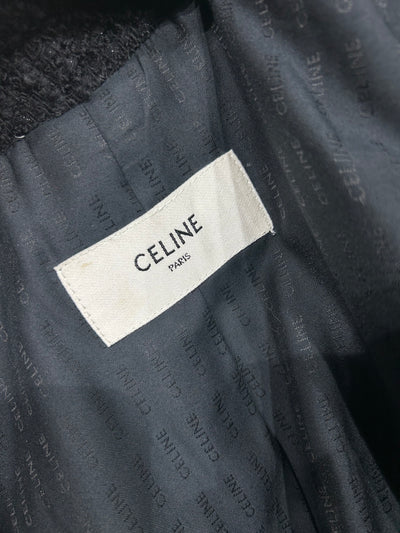 CELINE black chasseur jacket boucle with signature buttons size 40